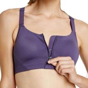 All in Motion Womens Sports Bra High Support Zip Front Racerback Purple Size 34C